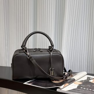 Lock-Closure Sheepskin Shoulder Bag - front view