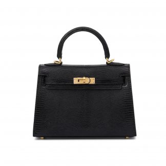 Embossed Wax-Stitch Top-Handle Bag - front view