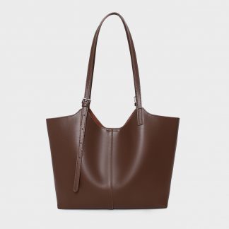 Structured Leather Day Tote - front view