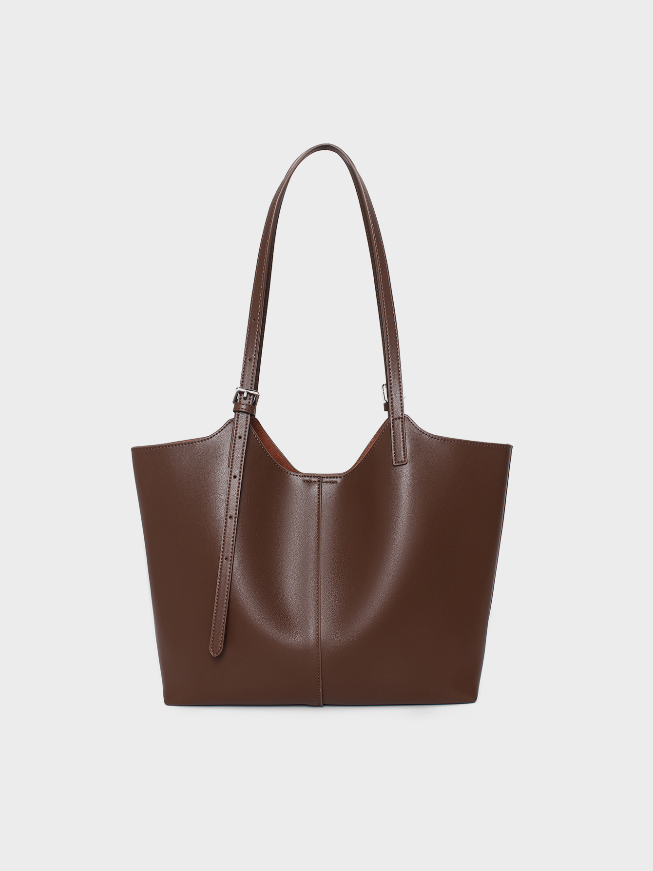 Structured Leather Day Tote - front view