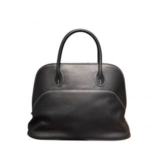 Rounded Leather Carryall Bag - front view