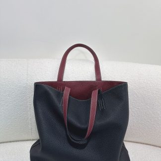 Reversible Grain Leather Tote - front view